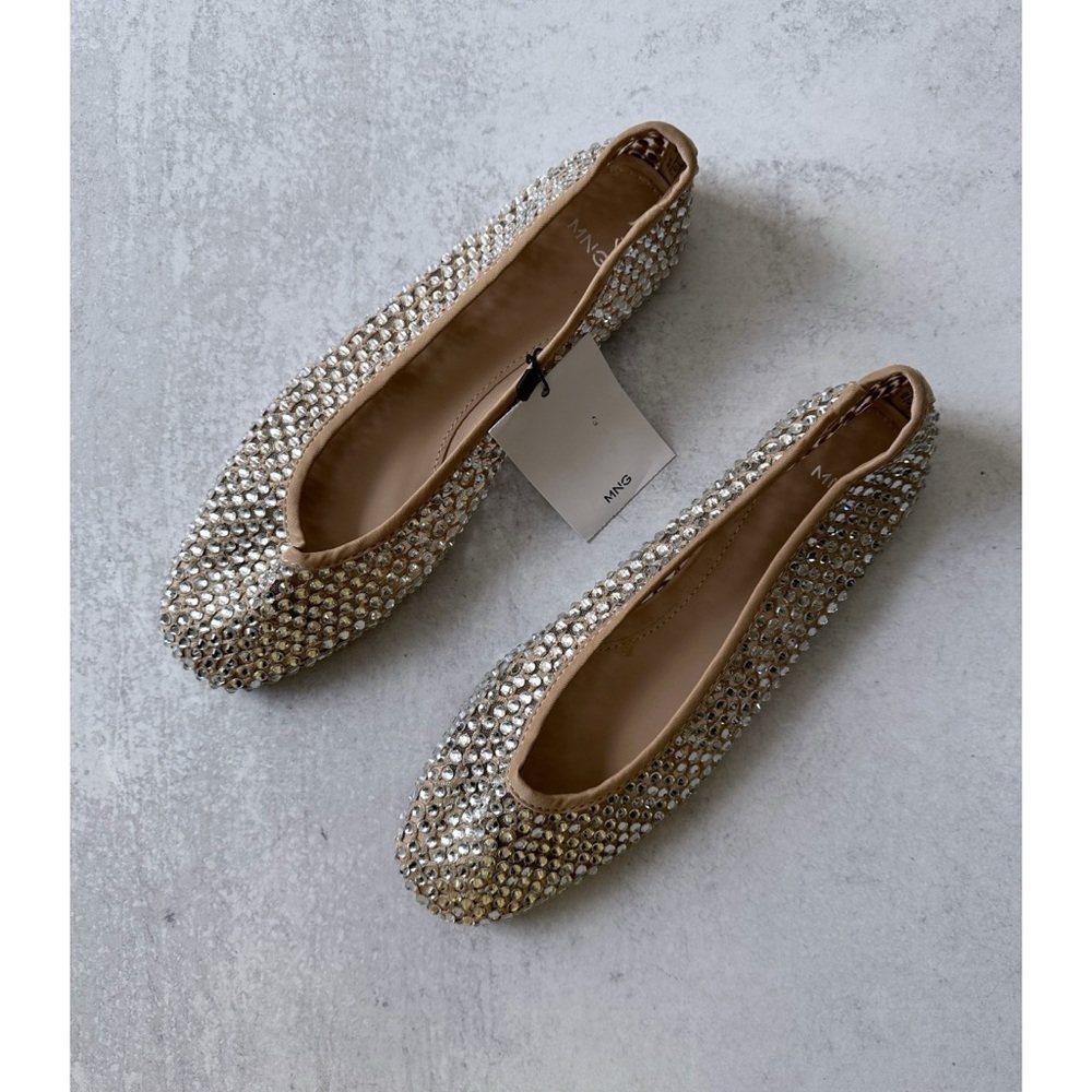 Mango Rhinestone Ballet Flats